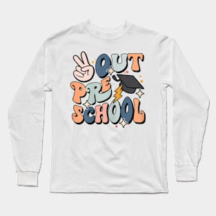 Groovy Last Day Of School Preschool Peace Out Preschool T-Shirt Long Sleeve T-Shirt